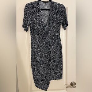 Banana Republic PETITE PRINT KNOTTED FAUX-WRAP DRESS